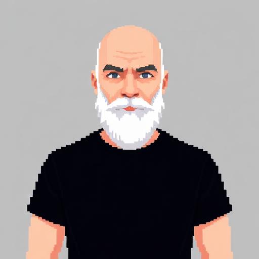 Pixel portrait of Geoff, another man in a black t-shirt